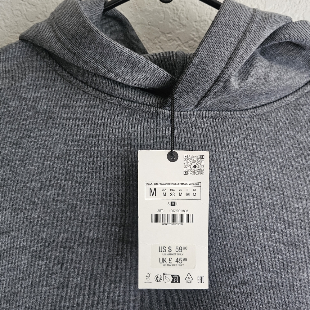 Zara Gray Hooded Sweatshirt - Picture 2 of 4